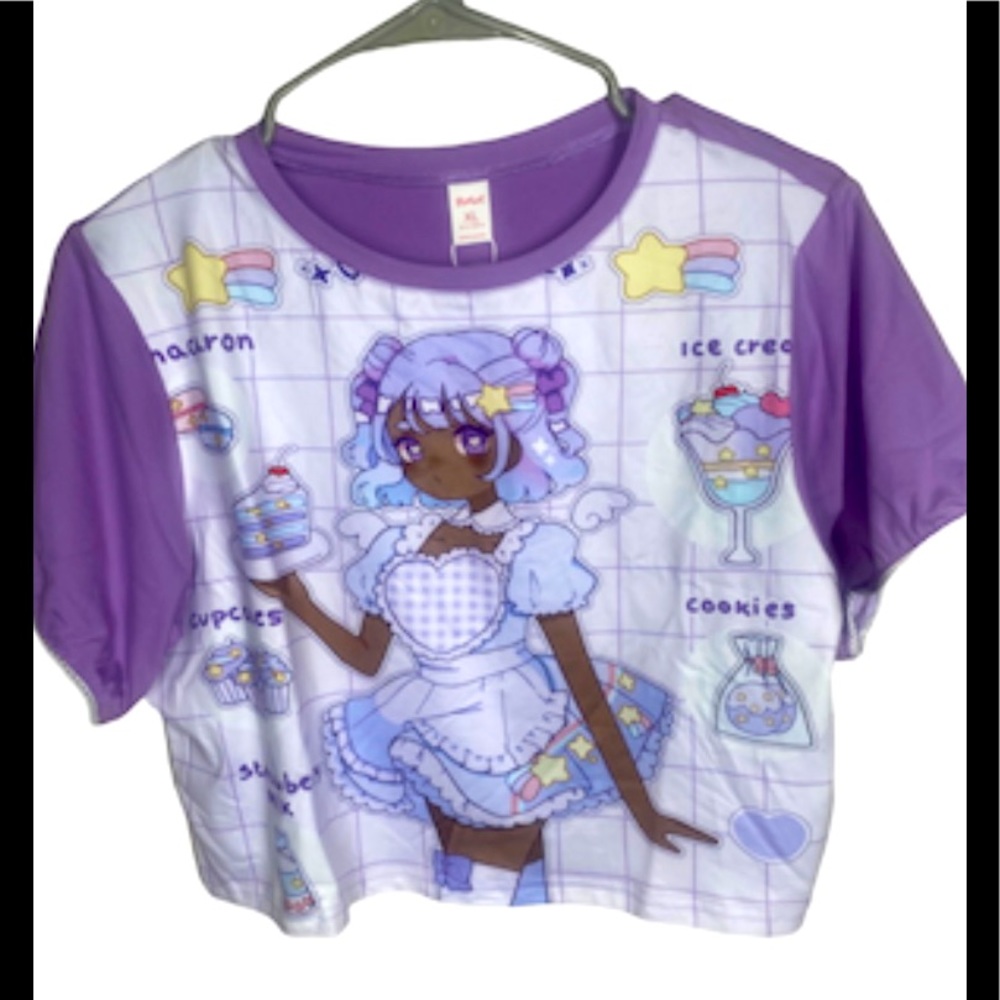 ROMWE X Cherry Kawaii Graphic Print Colorblock Tee